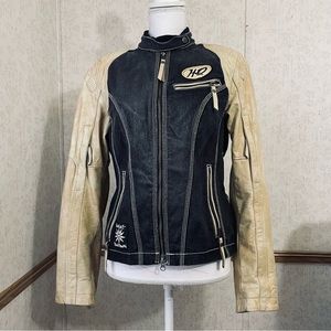 HARLEY DAVIDSON Riding Gear Denim Leather Sleeves  Womens Jacket Size S